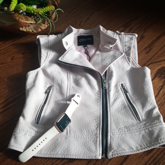 COLORI Rose Pink Leather Vest for Women Size P/S - Picture 2 of 9